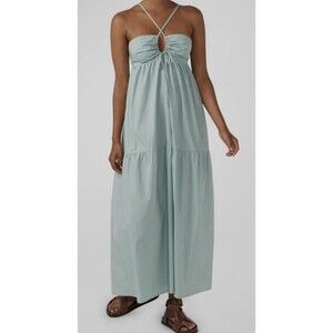 $335 Bird & Knoll Women's Hana Crossover Keyhole Halter Hana Dress Size XL